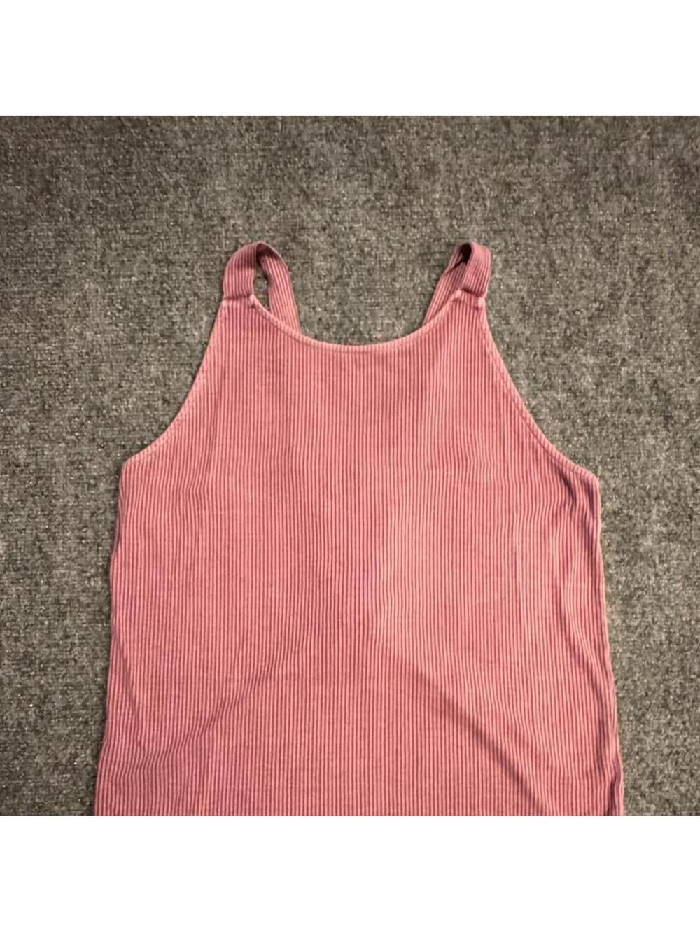Pink ribbed knit tank top lace up detail American Eagle size XL